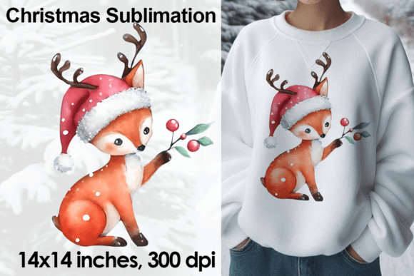 Download Watercolor Christmas Fox Sublimation PNG - Sublimation png Collection
