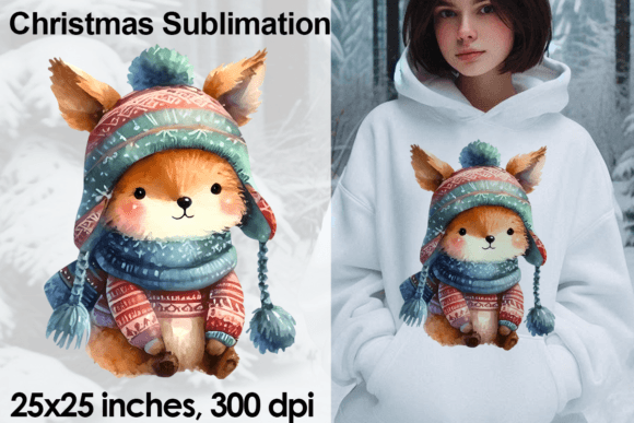 Download Watercolor Christmas Fox Sublimation PNG - Sublimation png Collection