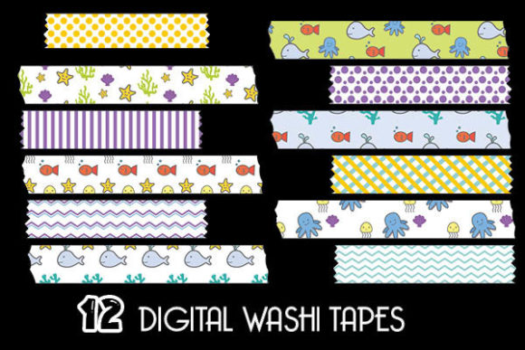 Download Sea Animals Cliparts Washi Tapes - Animal Collection