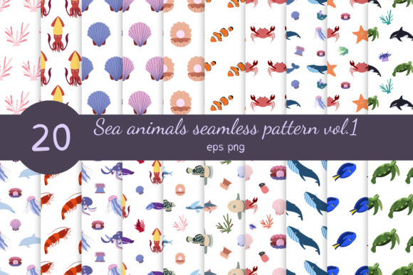Download Sea Animals Seamless Patterns Vol.1 - Animal Collection