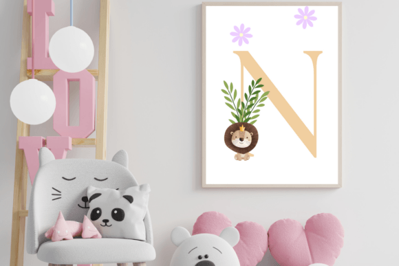 Download Decorative Letter N with Animal Wall Art - Animal Collection