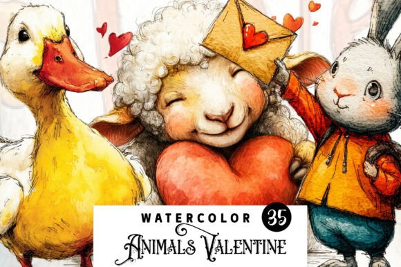 Download Whimsical Animals Valentine Day Clipart - Animal Collection