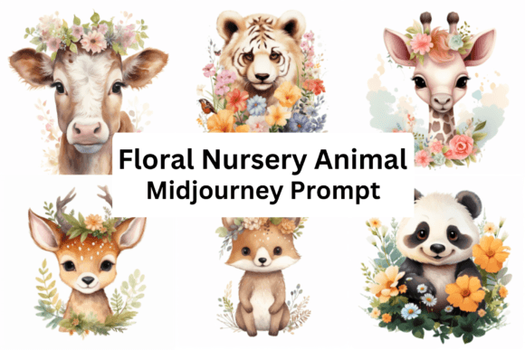 Download Ai Prompt for Floral Nursery Animals - Animal Collection