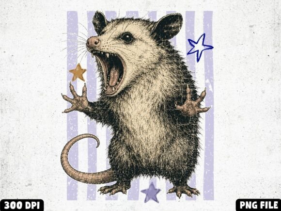Download Funny Possum PNG | Retro Woodland Animal - Animal Collection