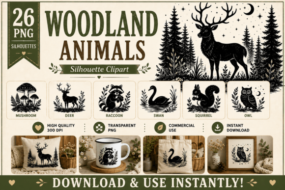Download Cottagecore Woodland Animals Silhouette - Animal Collection