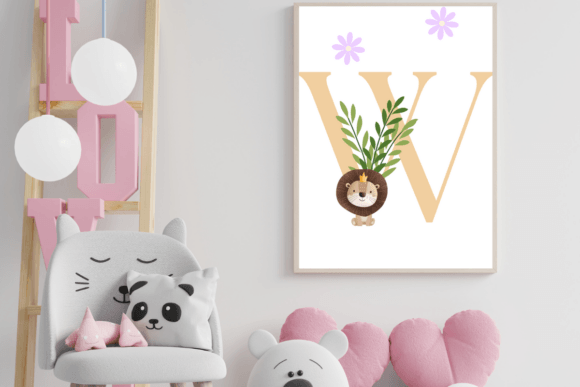 Download Decorative Letter W with Animal Wall Art - Animal Collection