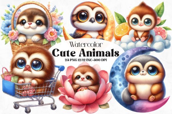 Download Watercolor Cute Animals Clipart - Animal Collection